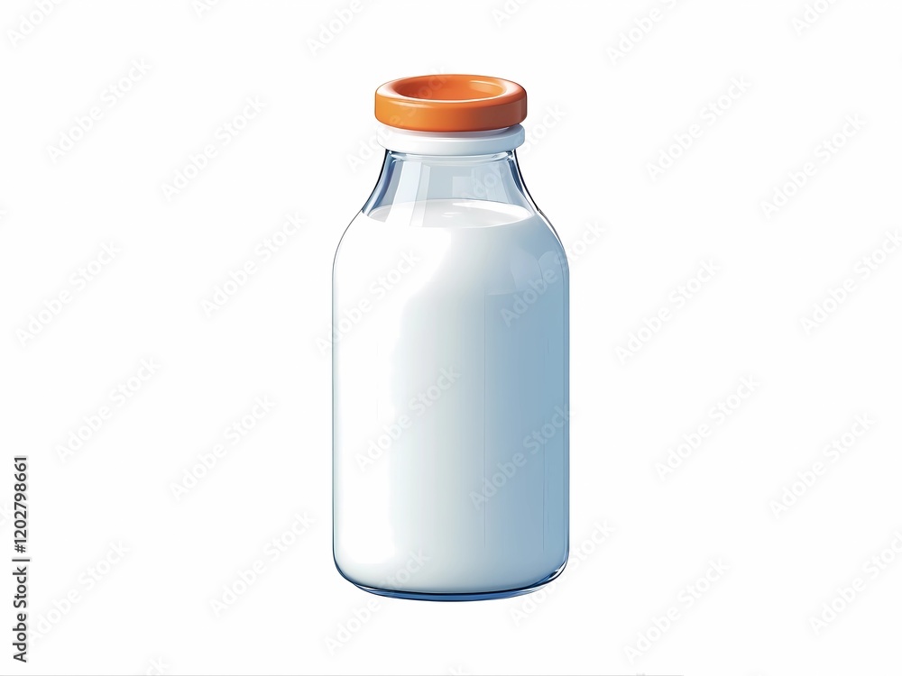 3D icon with blank white background, milk in glass bottle Minimalist cartoon design,water,drink,glass 3D icon with blank white background, milk in glass bottle Minimalist cartoon design,water,drink,glass