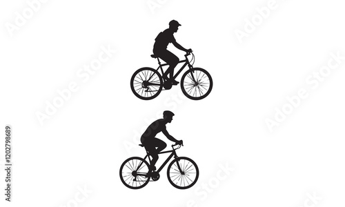 cycling man silhouette icon set, cycle silhouette, bicycle silhouette vector, bicycle man silhouette, sport, racing, vehicle.