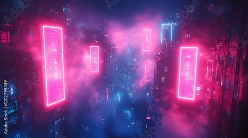 Neon Cityscape: A Futuristic Nightscape photo