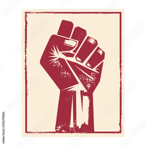 Revolution Hand with clenched fist, vintage poster with a fist raised vector