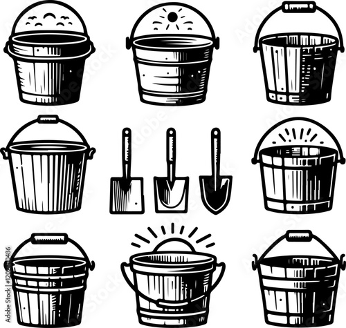 Bucket Vector Illustrations for Utility and Design photo