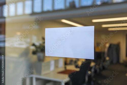 Wallpaper Mural A blank white paper notice mockup is attached to a glass wall in an office Torontodigital.ca
