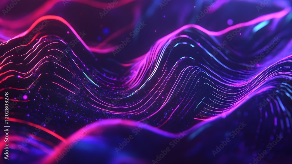 Abstract Neon Waves Flowing Through Dark Space Abstract Neon Waves Flowing Through Dark Space