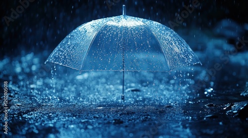 Wallpaper Mural Transparent umbrella in heavy rain at night. Torontodigital.ca