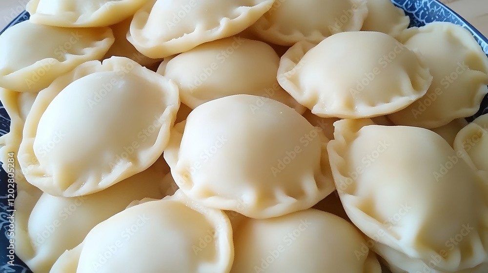 Homemade ravioli pasta dish, close-up view. Food preparation, kitchen setting. Use recipe website, cookbook, food blog Homemade ravioli pasta dish, close-up view. Food preparation, kitchen setting. Use recipe website, cookbook, food blog