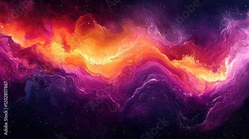 A vibrant cosmic scene with swirling colors representing a nebula in deep space.