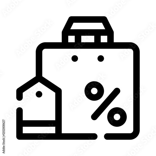 Shopping Bag with Discount Tag line icon