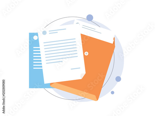 Open folder with documents envelope flat design business icon