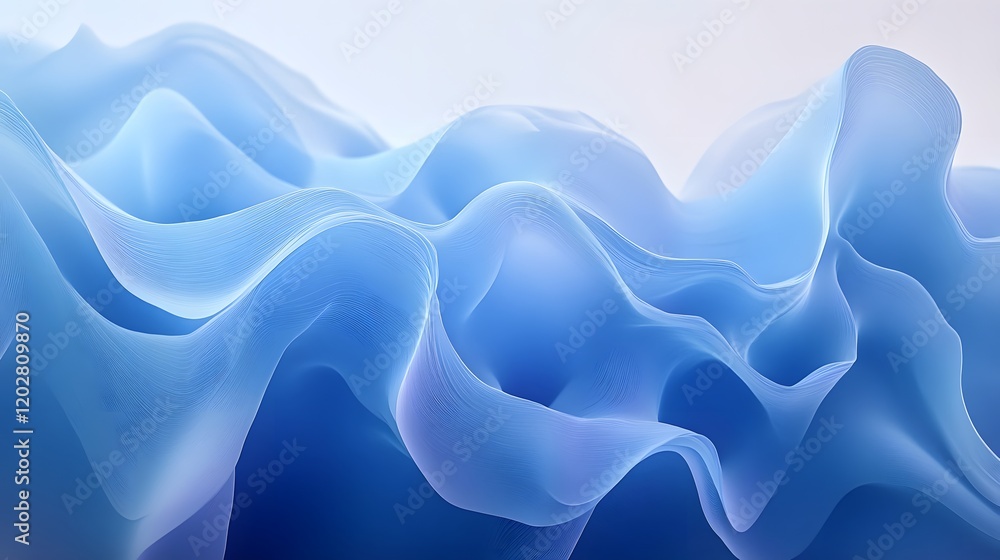 Obraz premium Abstract Blue Wave Forms Digital Art Design