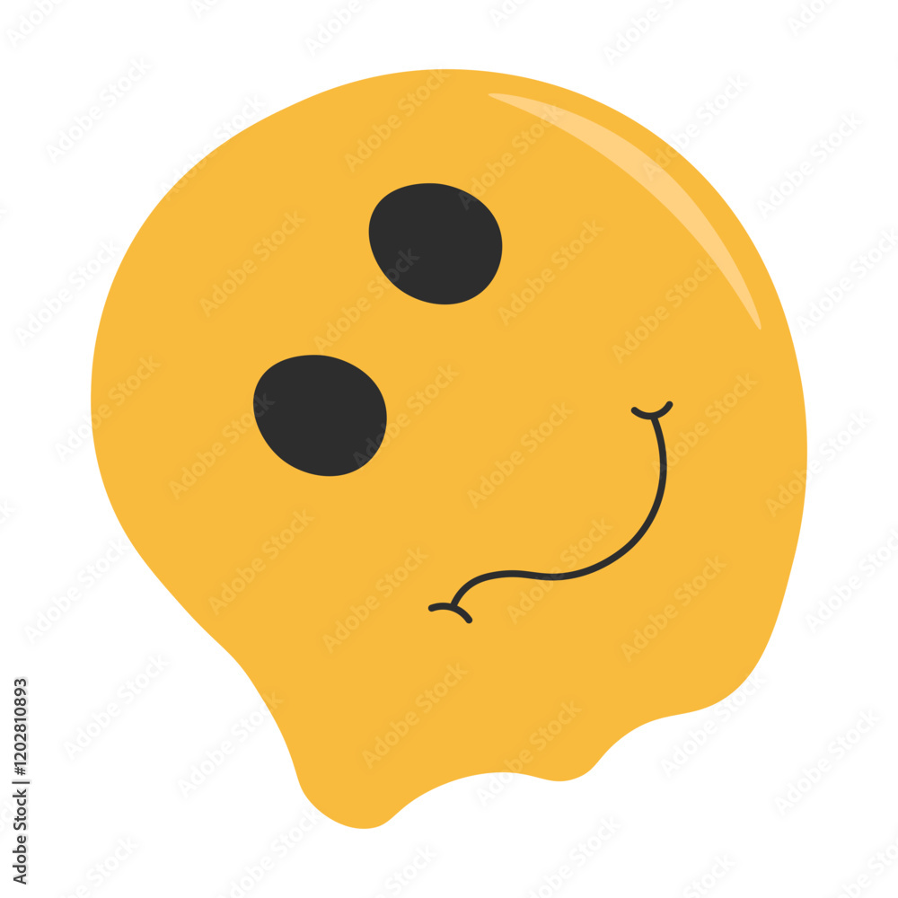 Fototapeta premium Psychedelic Melting Emoji. Flat Cartoon Vector Illustration