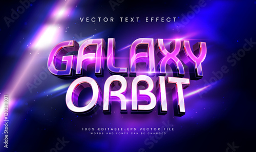 3d galaxy orbit editable vector text effect, with elegant purple concept