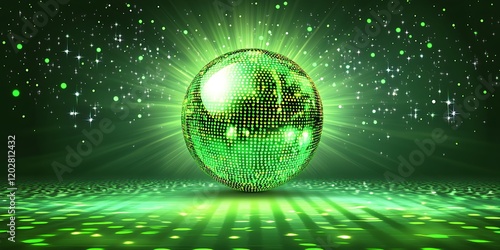 a green disco ball with lights