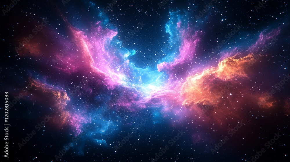 Naklejka premium Breathtaking Cosmic Nebula in a Vibrant Galactic Landscape