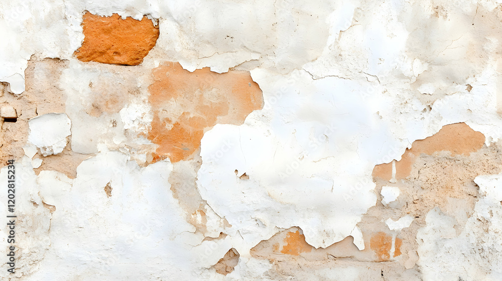Obraz premium Weathered brick wall texture, paint peeling, outdoor background, ideal for design
