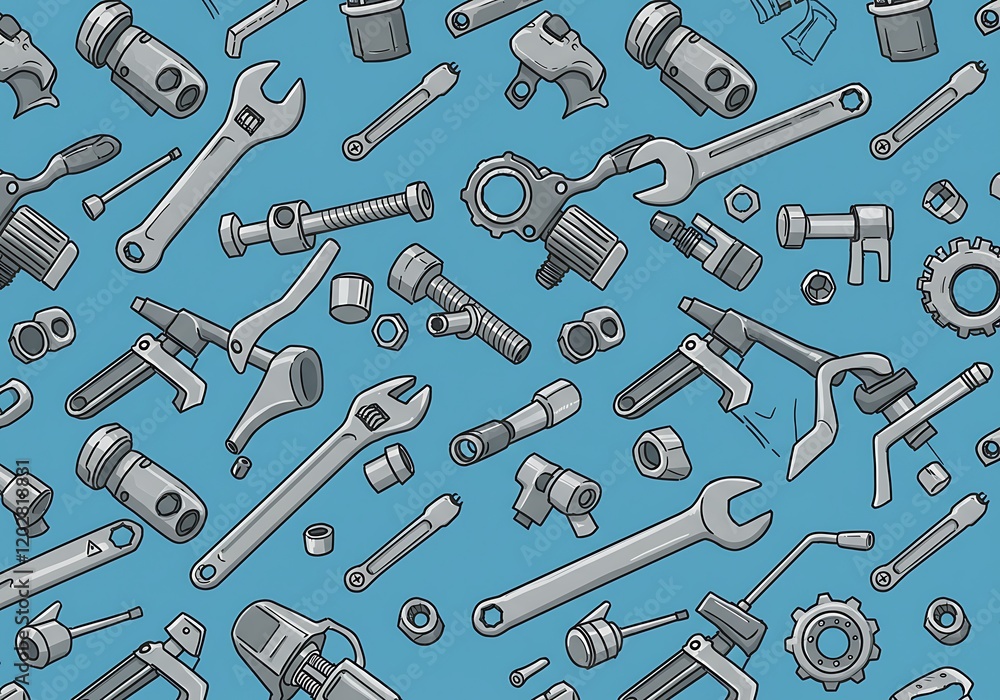 Repair and maintenance seamless background, vector mechanical fix service theme endless wallpaper, bolts and wrenches tiling pattern, elements can be used separately Repair and maintenance seamless background, vector mechanical fix service theme endless wallpaper, bolts and wrenches tiling pattern, elements can be used separately