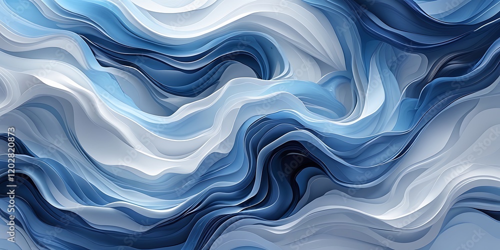 Fototapeta premium Ocean Wave Texture in Abstract Blue, Teal, and Aqua Colors - Tranquil Water Flow Background for Graphic Resources with Copy Space for Ocean Theme Design