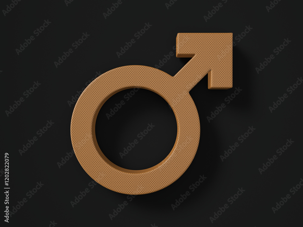 Perforated leather gender man symbol