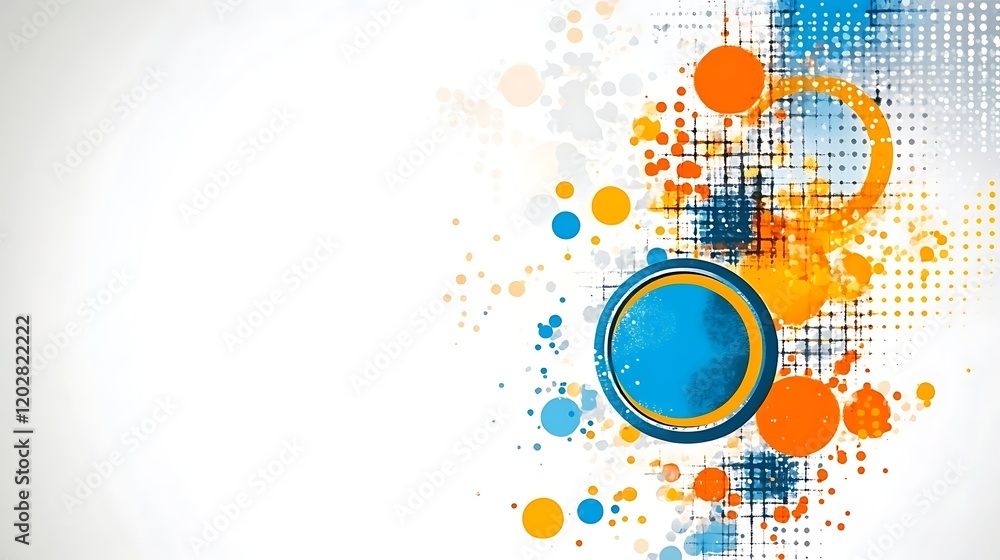 Obraz premium Abstract Design Featuring Blue Orange Circles and Splashes