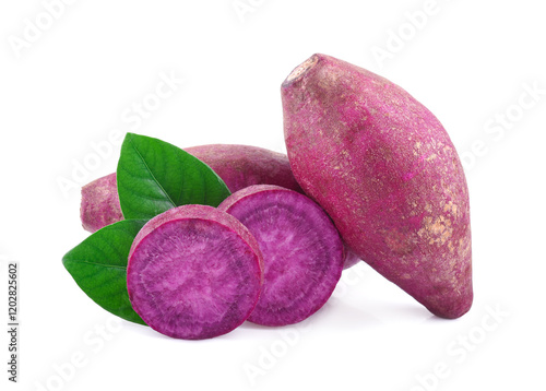 purple sweet potato isolated on white background
