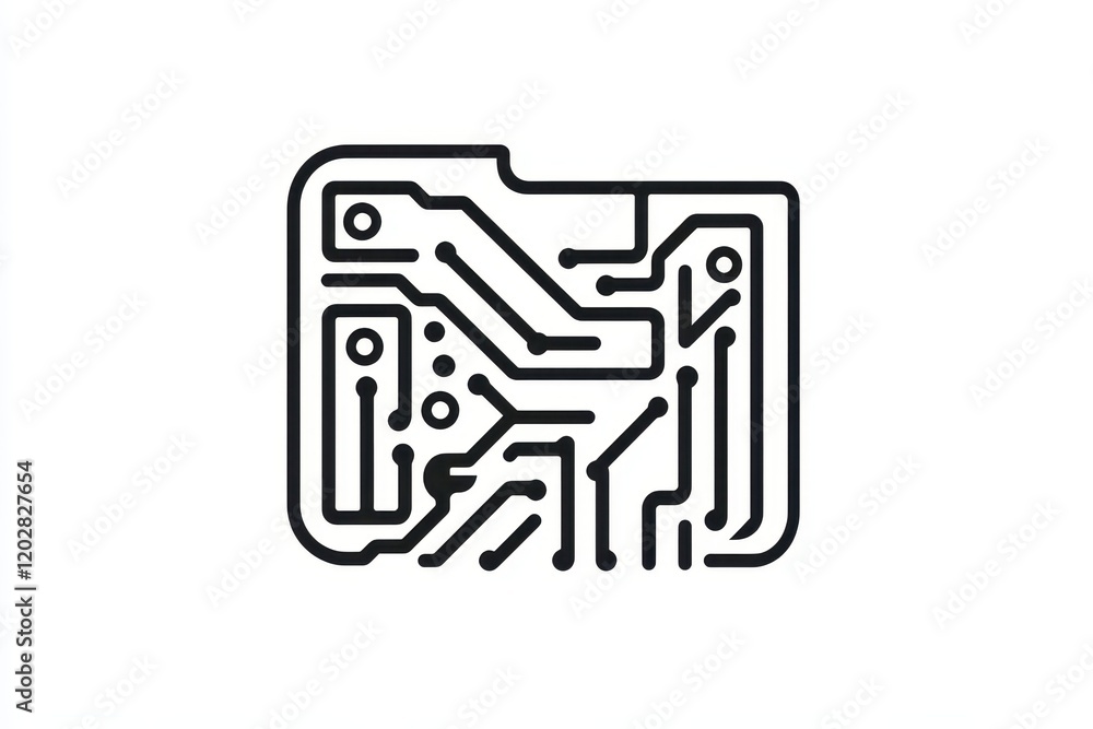 Minimalist Circuit Pattern Icon for Clean Designs