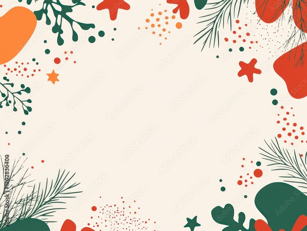 Abstract Festive Floral Frame: A Modern, Minimalist Design Abstract Festive Floral Frame: A Modern, Minimalist Design