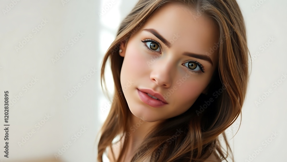 Intense Gaze: Close-Up Portrait of a Young Woman Intense Gaze: Close-Up Portrait of a Young Woman