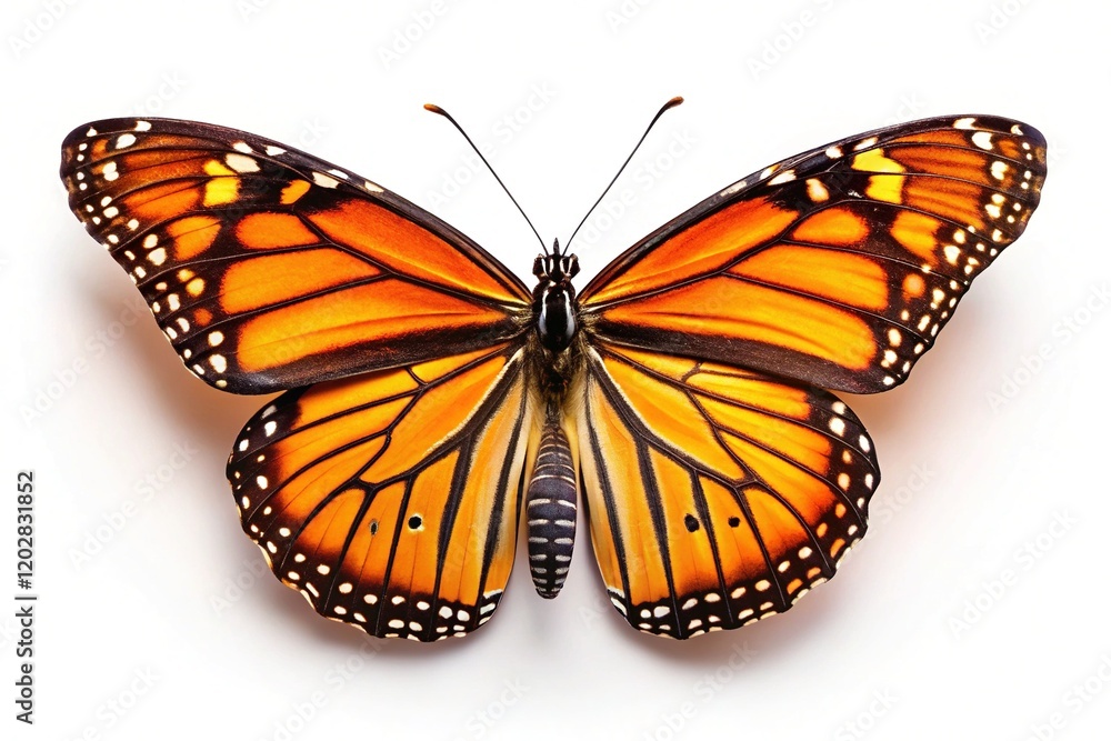 Fototapeta premium Monarch Butterfly on White, Detailed & Vibrant