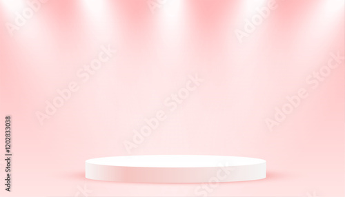 round shaped 3d pedestal stage background with light effect