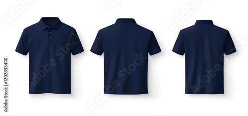 Navy Blue Polo Shirt Mockup Displaying Front and Back Views