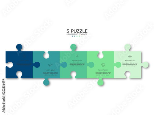 Infographic template. Concept 5 pieces of puzzle with icons.