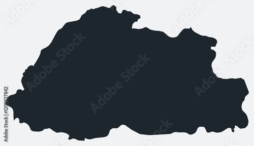 Bhutan map. Just a simple border map. Shape of the country. Flat blank Bhutan outline. Vector boundary illustration.
