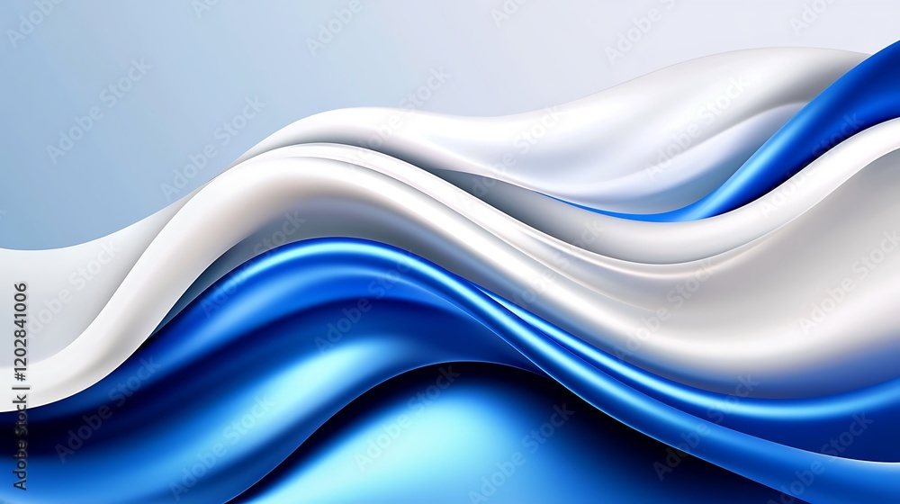 Naklejka premium Abstract Blue and White Flowing Waves Background