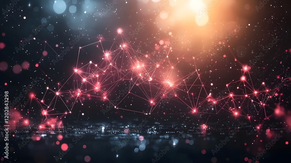 Fototapeta premium Abstract Network Connection Glowing Nodes and Lines Digital Technology Background