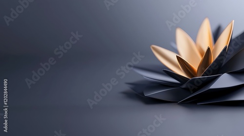 Abstract Gold and Grey Geometric Flower Design