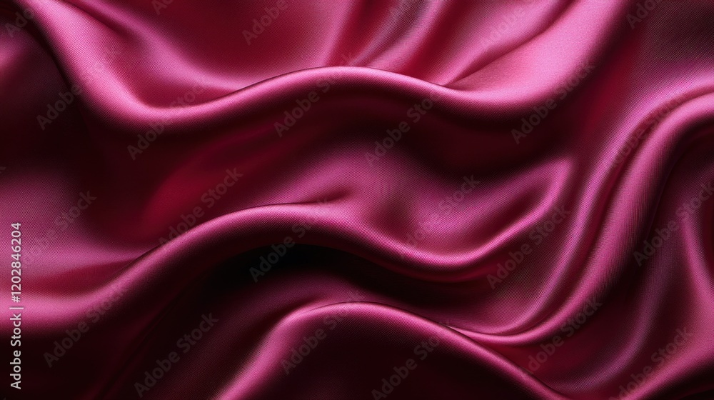 Obraz premium Luxurious deep red silk fabric draping elegantly, creating smooth waves and shadows