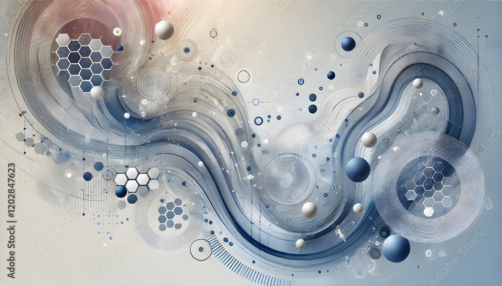 Abstract Art with Wavy Lines and Glittering Dots Abstract Art with Wavy Lines and Glittering Dots