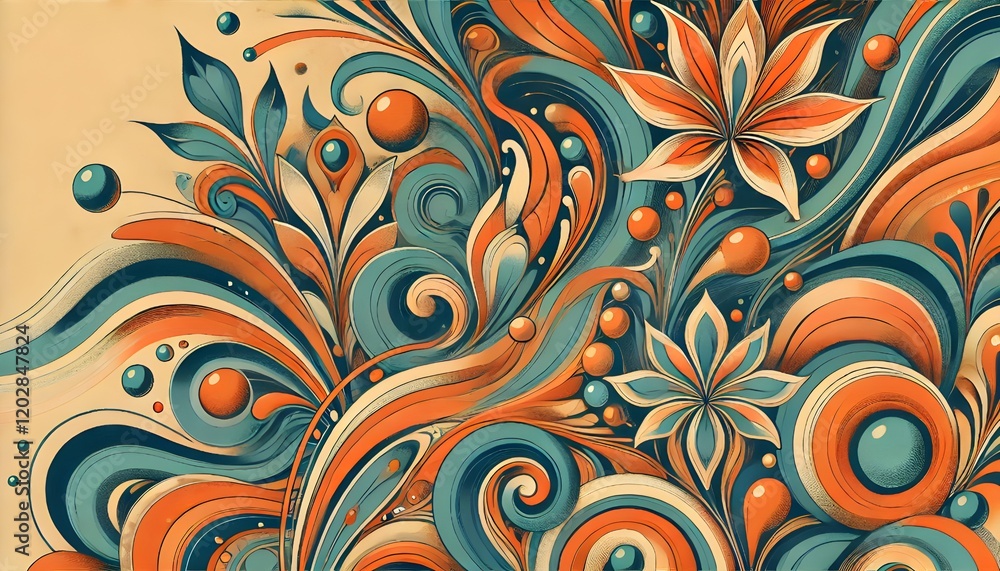 Obraz premium Abstract Floral Pattern with Swirls and Colors