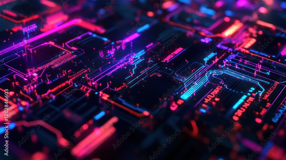 Abstract Circuit Board with Glowing Lines Abstract Circuit Board with Glowing Lines
