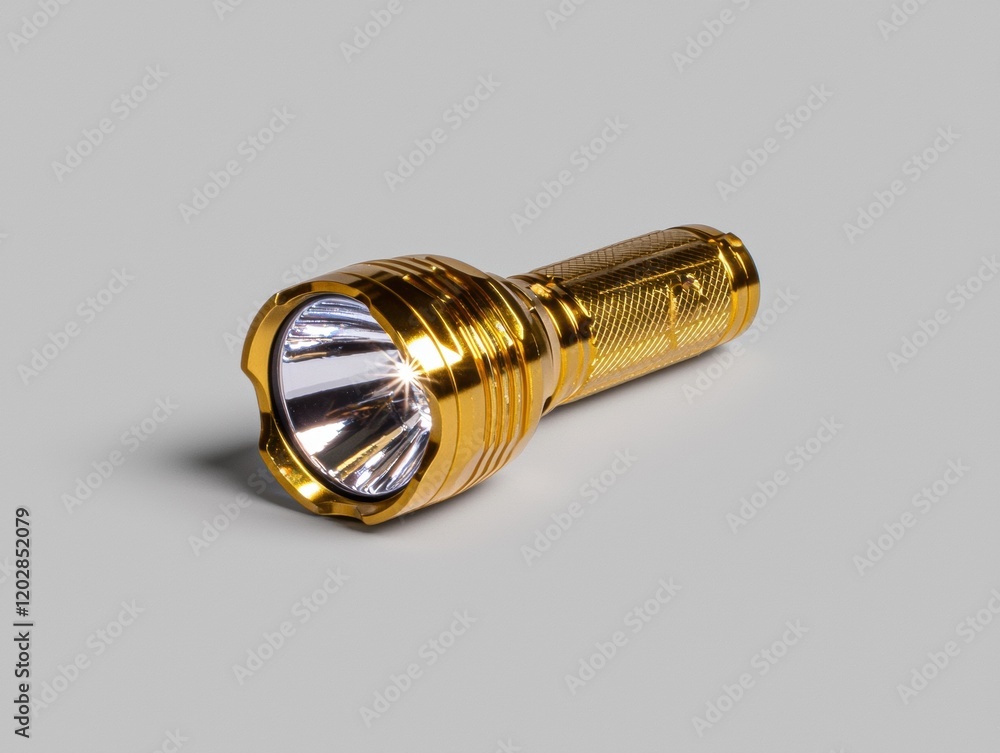Gold flashlight on gray background Gold flashlight on gray background