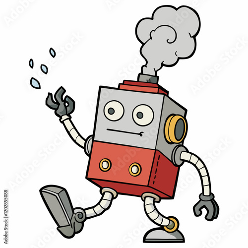 Broken robot emits smoke vector 