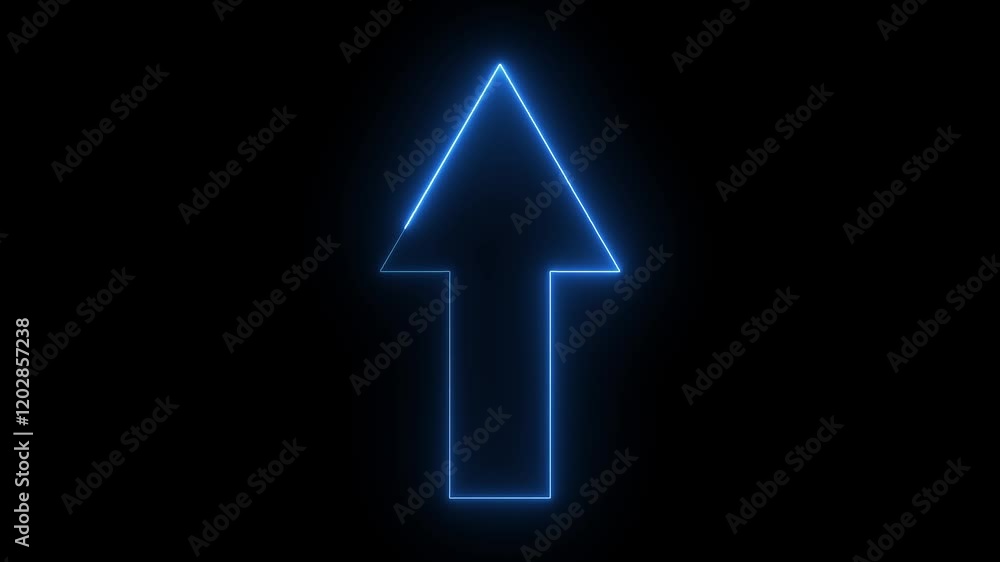 blue color neon glowing direction up arrow icon animation left right up down arrow signal information animated on black background blue color neon glowing direction up arrow icon animation left right up down arrow signal information animated on black background