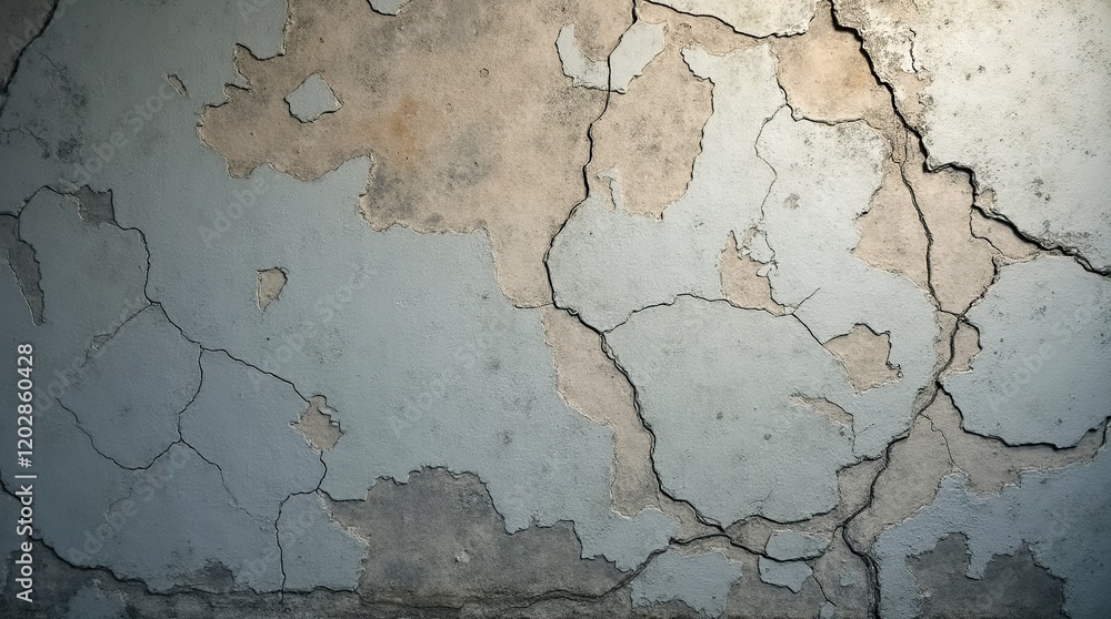 Obraz premium Close-Up of Weathered Cracked Concrete Wall with Peeling Paint