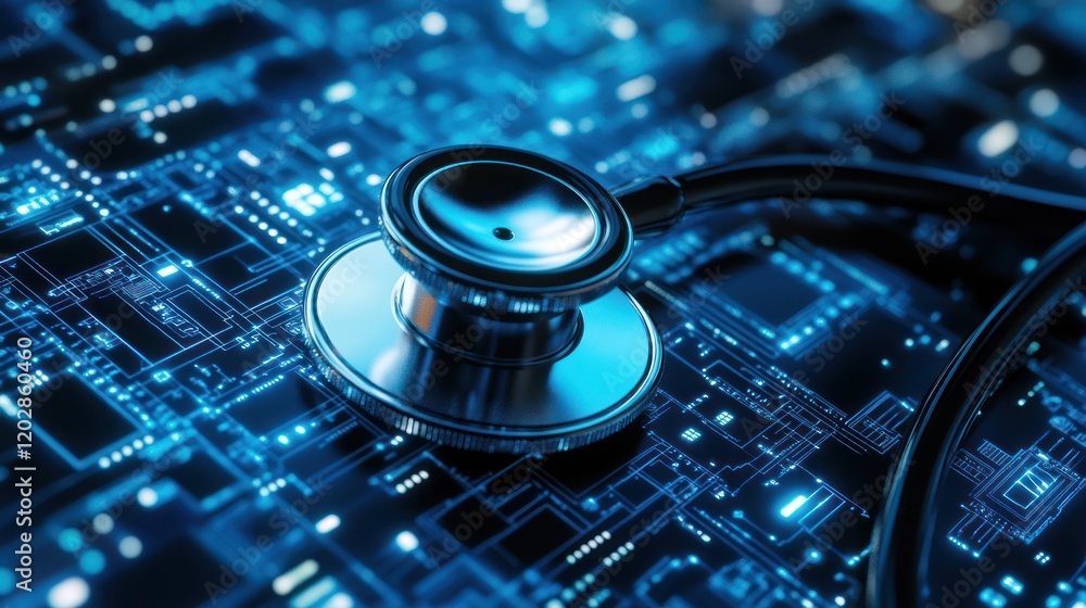 Stethoscope on a Circuit Board Stethoscope on a Circuit Board