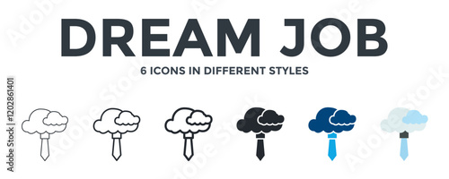 Dream Job Icon In Different Style Vector Illustration. Designed In Thin Line, Regular Line, Bold Line, Glyph, Color Fill, And Flat Style Can Be Used For Web