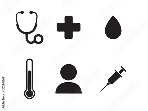 Medical icons in black