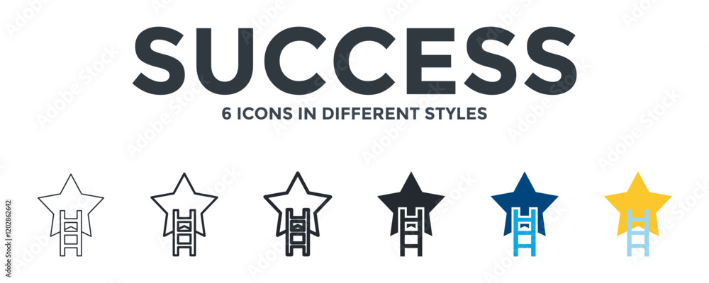 Obraz premium Success Icon In Different Style Vector Illustration. Designed In Thin Line, Regular Line, Bold Line, Glyph, Color Fill, And Flat Style Can Be Used For Web