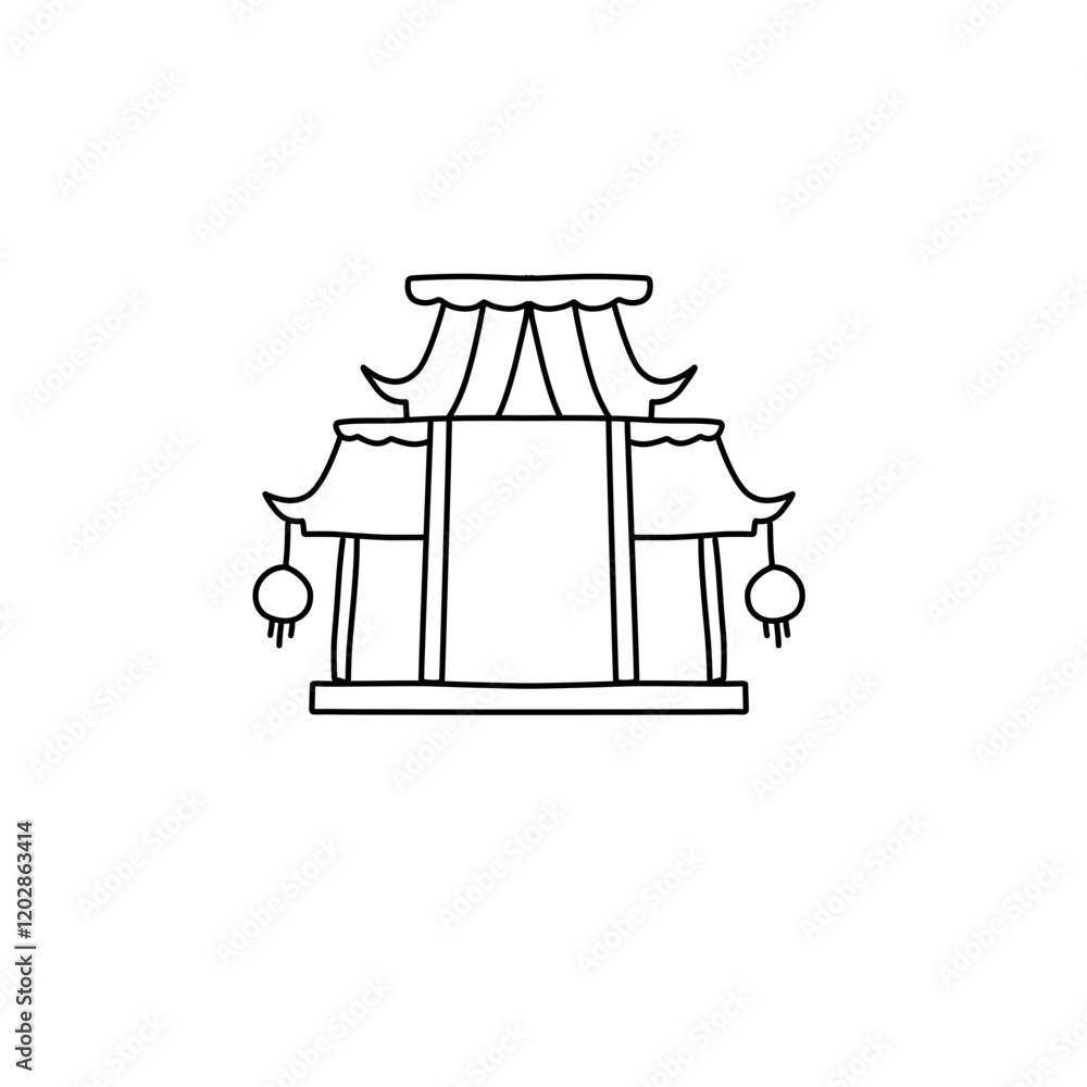 chinese gate line icon chinese gate line icon