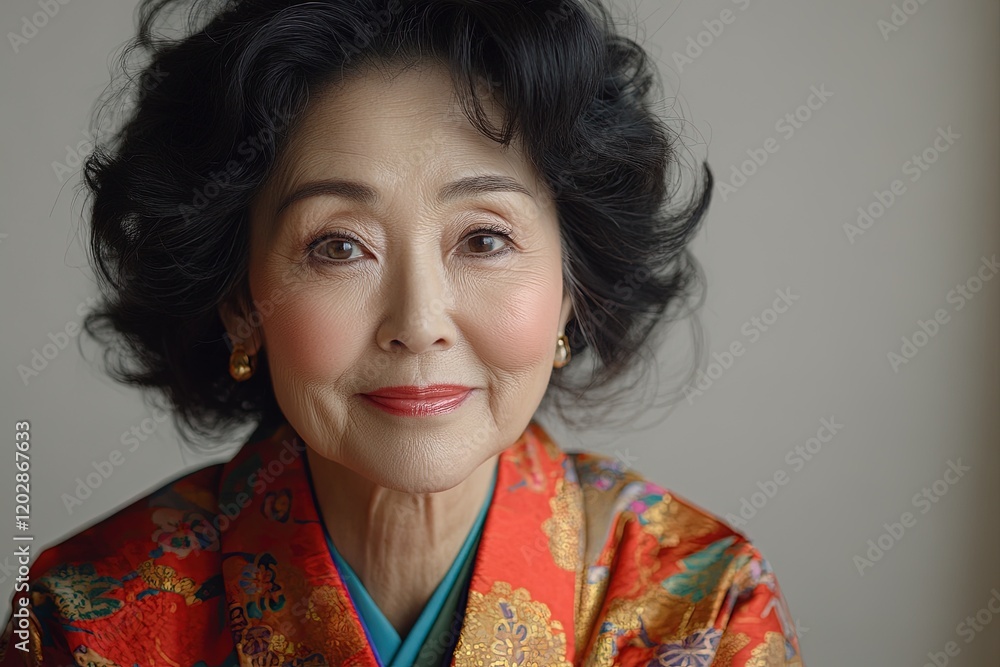 A portrait of an elegant older woman in traditional attire, exuding grace and warmth. A portrait of an elegant older woman in traditional attire, exuding grace and warmth.