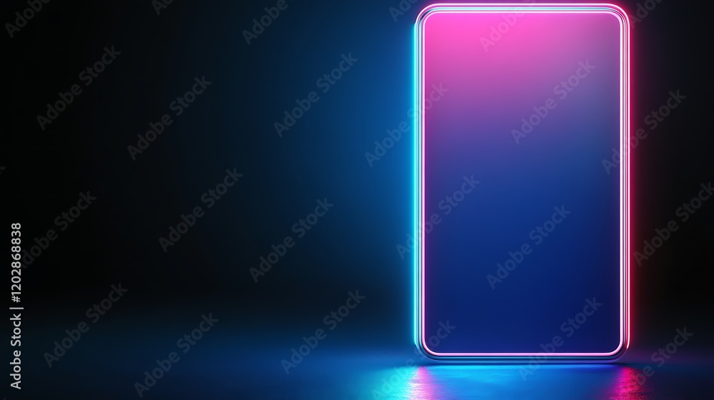 Neon Glow Smartphone Display Mockup Design Neon Glow Smartphone Display Mockup Design