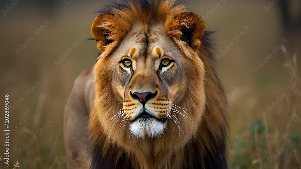 Obraz premium Wild lion AI generated